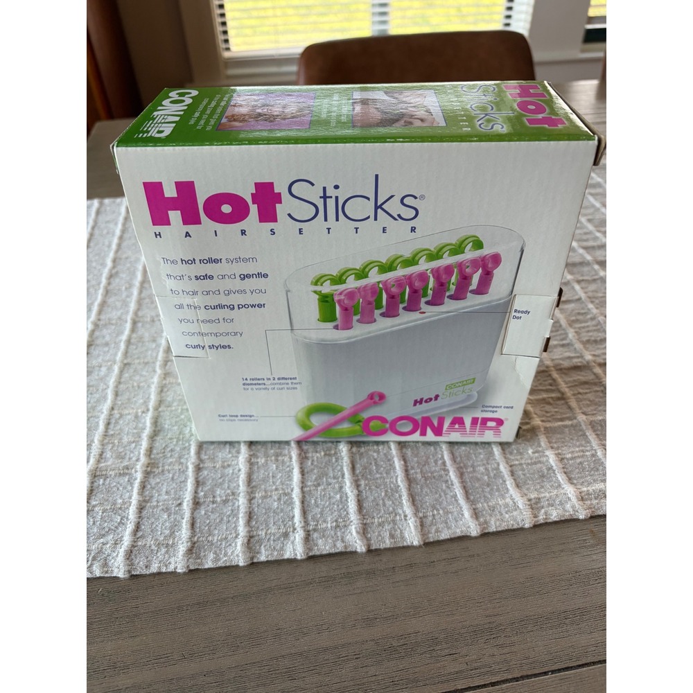 Conair Hot Sticks 14 Flexible Hair Rollers PINK & GREEN V17602 Curlers New - Picture 4 of 4